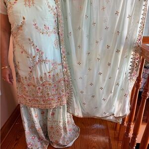 Elegant Floral Embroidered Outfit